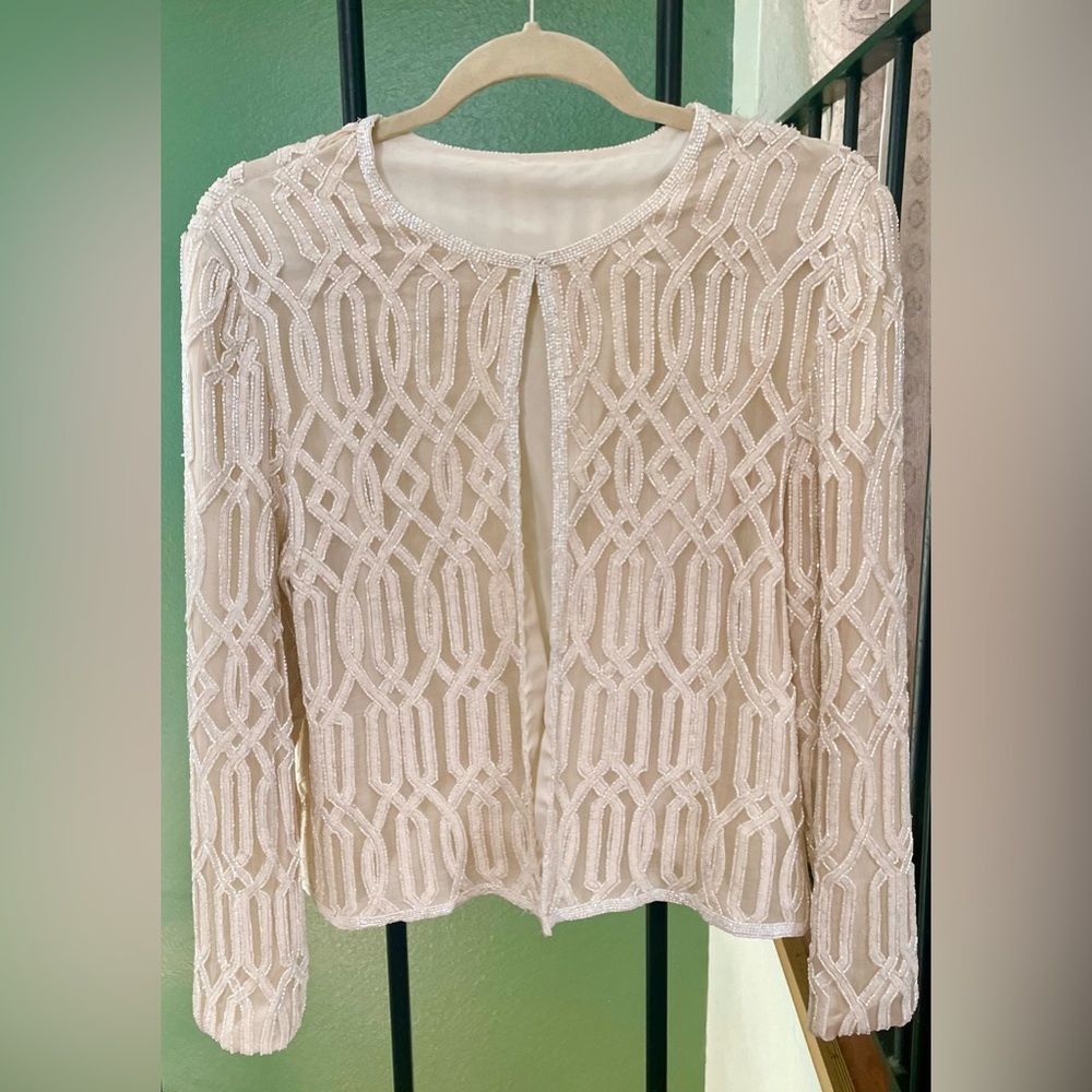Elegant Cream Beaded Jacket